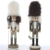 18″ White Fuzz Hat Nutcracker