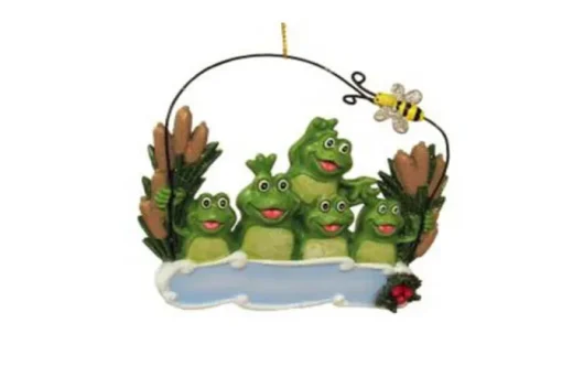 Family Of 5 Frogs In Pond