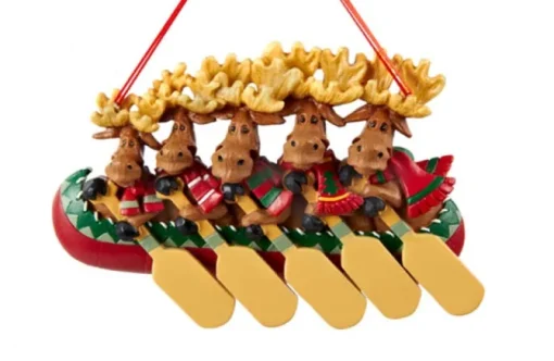 Family Of 5 Moose In A Canoe
