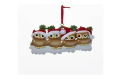 Family Of 4 Owls On Snowy Branch