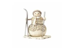 White Woodland Snowman With Skis