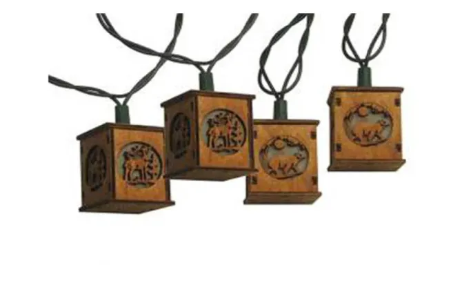 Wooden Lantern Bears & Deer Light Set